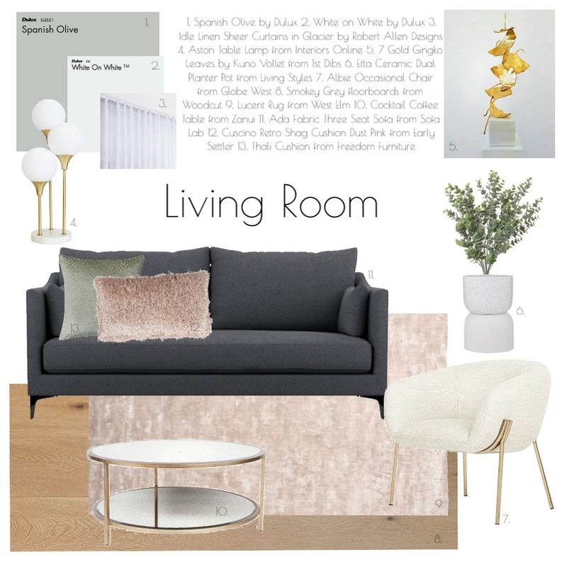 Living Room Modern Classic Mood Board by Two By Two Design on Style Sourcebook