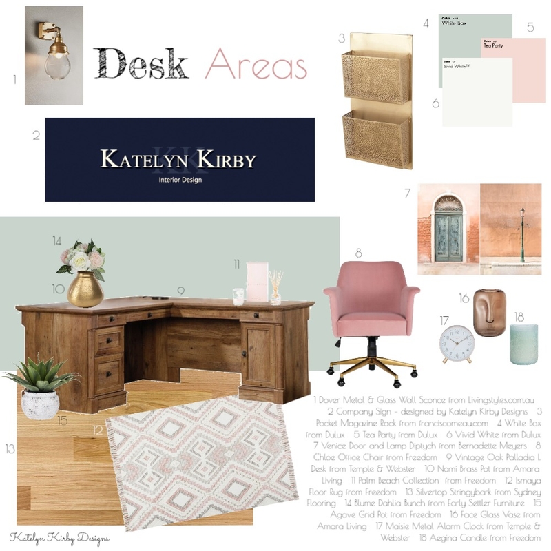 Desk Area for Office Mood Board by Katelyn Kirby Interior Design on Style Sourcebook