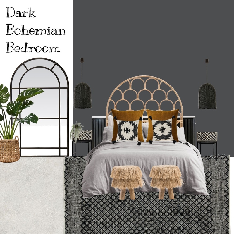 Dark Bohemian Bedroom Mood Board by Orange Blossom Interiors on Style Sourcebook