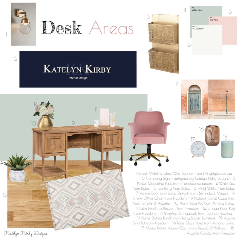 Desk Area for Office Mood Board by Katelyn Kirby Interior Design on Style Sourcebook