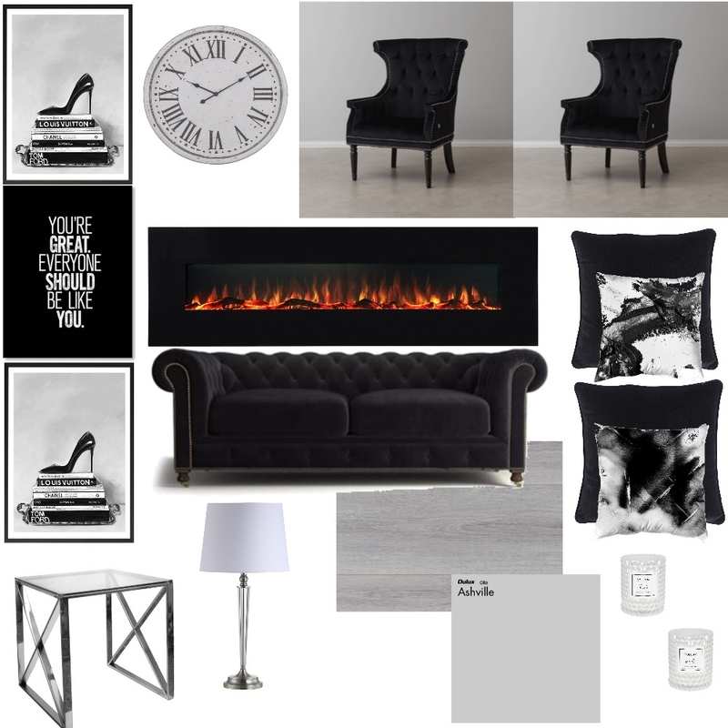 Living Room Black and White2 Mood Board by aperch on Style Sourcebook