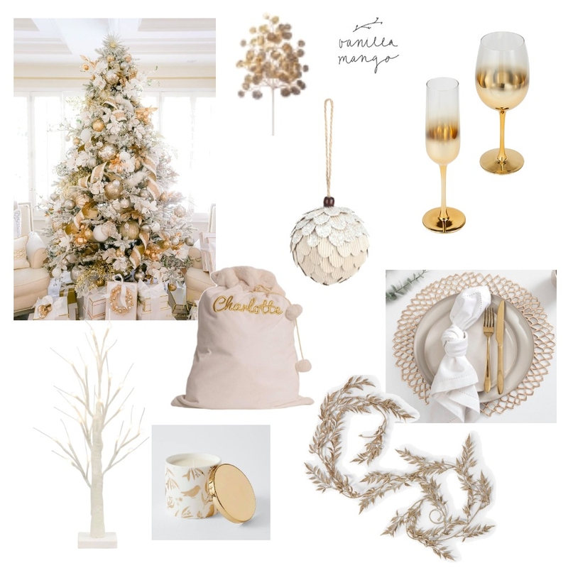 white and gold christmas Mood Board by Stone and Oak on Style Sourcebook