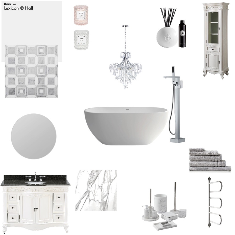 White/Marble/Grey Bathroom Mood Board by aperch on Style Sourcebook