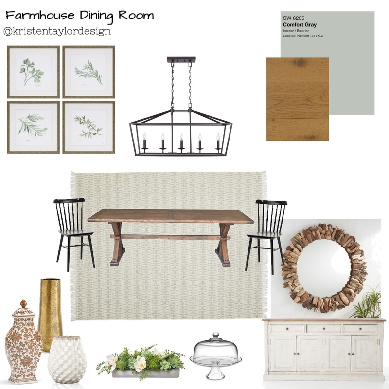 Farmhouse Dining Room Mood Board by Kristen Taylor Design on Style Sourcebook