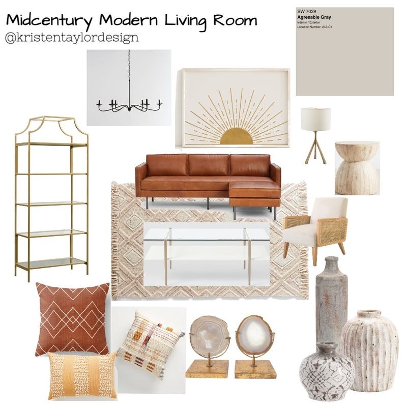 Midcentury Modern Living Room Mood Board by Kristen Taylor Design on Style Sourcebook