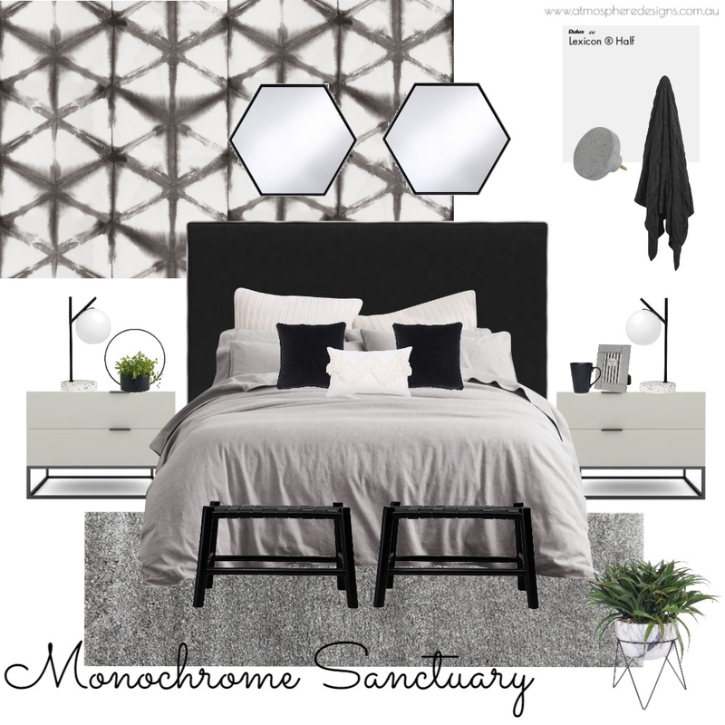 Monochrome Sanctuary Bedroom Mood Board by Atmosphere Designs on Style Sourcebook