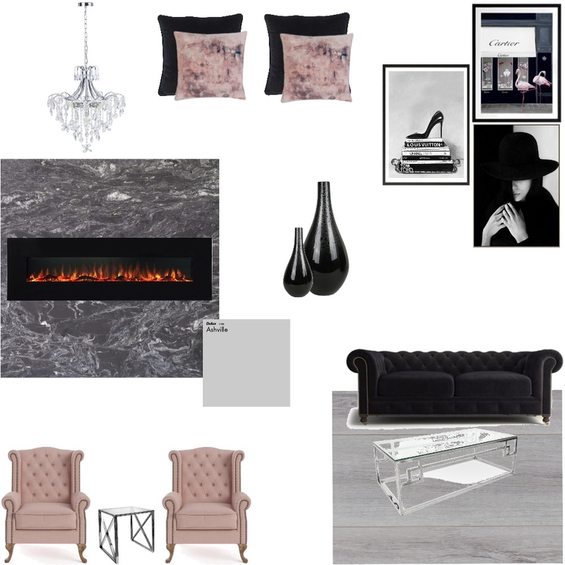 Living Room Black, Grey, Rose Gold Mood Board by aperch on Style Sourcebook