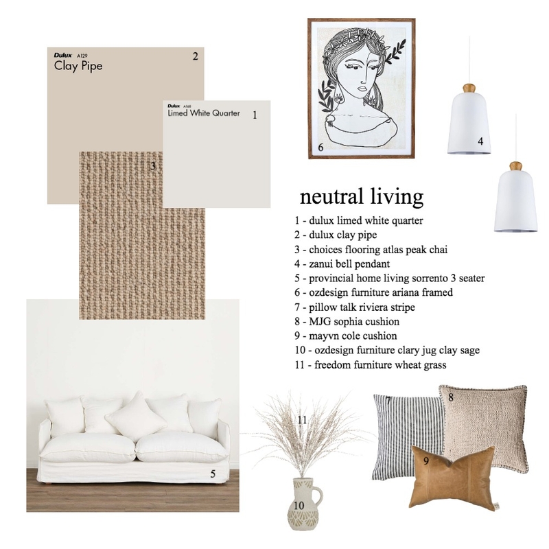 Neutral Living Mood Board by Studio Alyza on Style Sourcebook