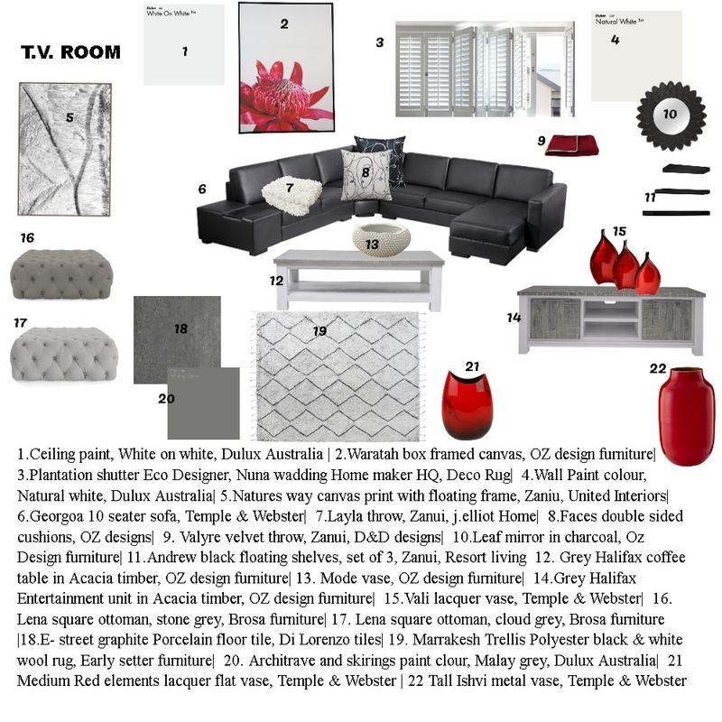 T.V ROOM Mood Board by Nozie on Style Sourcebook