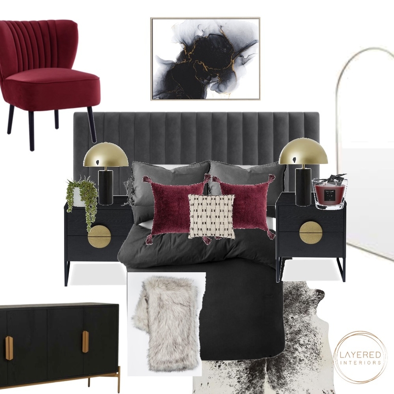Modern, Industrial, Art Deco Moody Bedroom Mood Board by Layered Interiors on Style Sourcebook