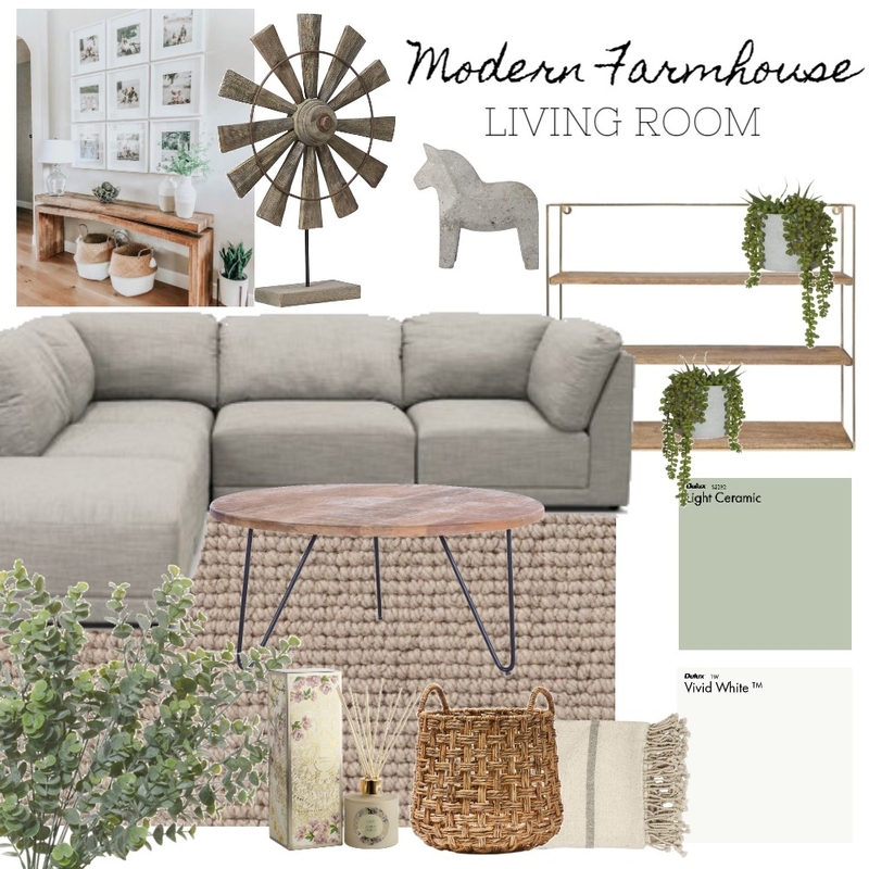 Modern Farmhouse Living Room Mood Board by Marichelle on Style Sourcebook