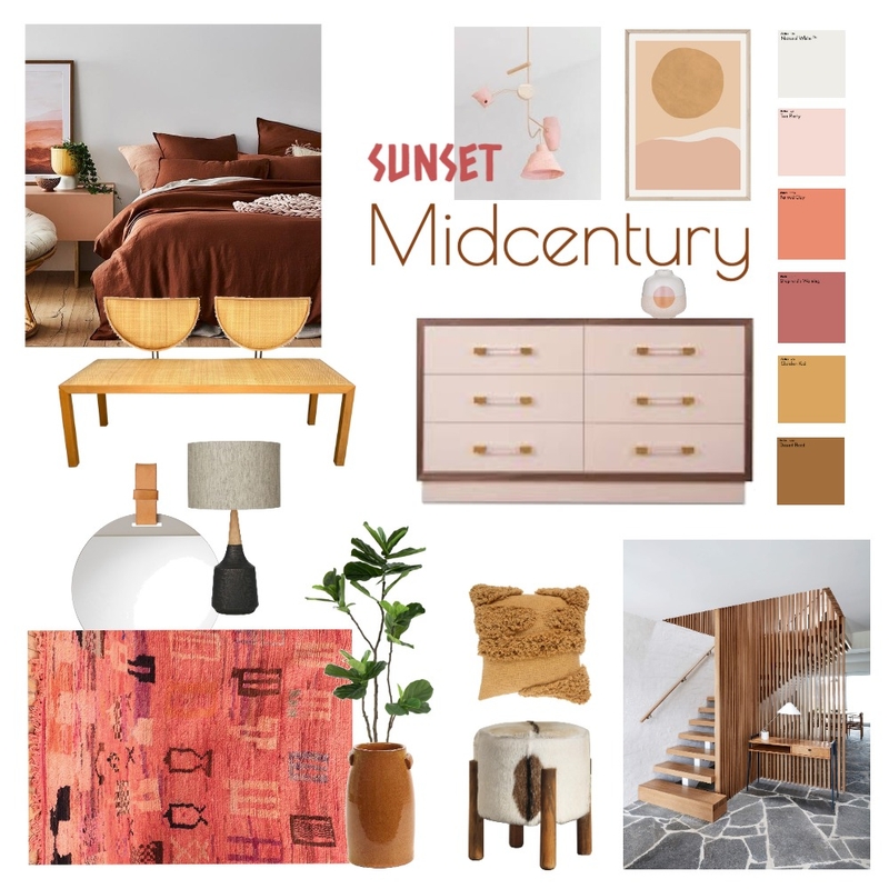 Sunset Midcentury Modern Mood Board by Steph Weir on Style Sourcebook