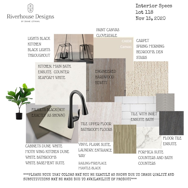 INTERIOR SPECS LOT 118 Mood Board by Riverhouse Designs on Style Sourcebook