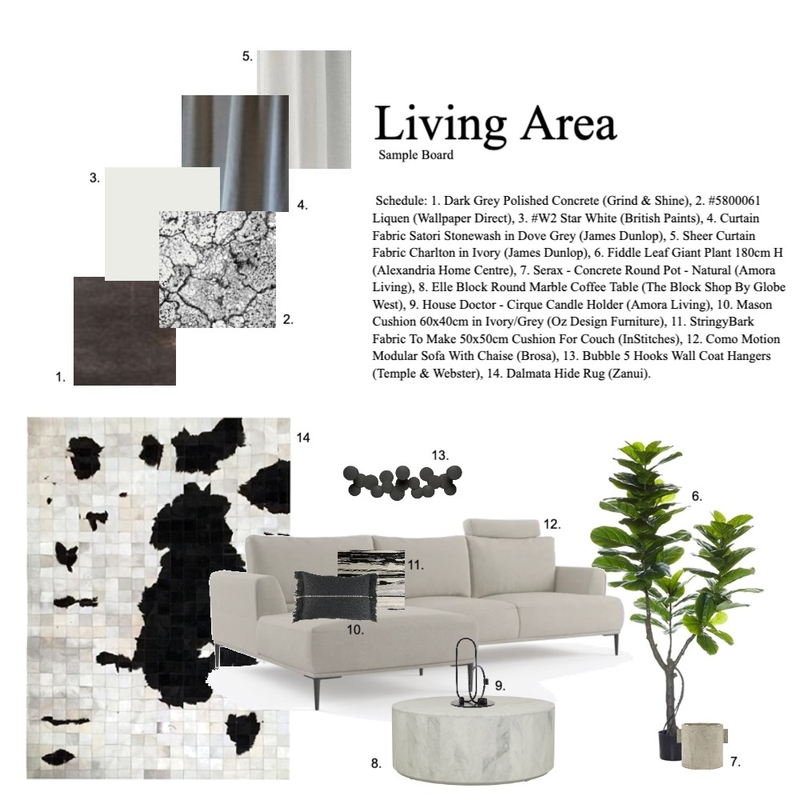 Module 9 Mood Board - Living Area Mood Board by SamanthaRitchieInteriors on Style Sourcebook
