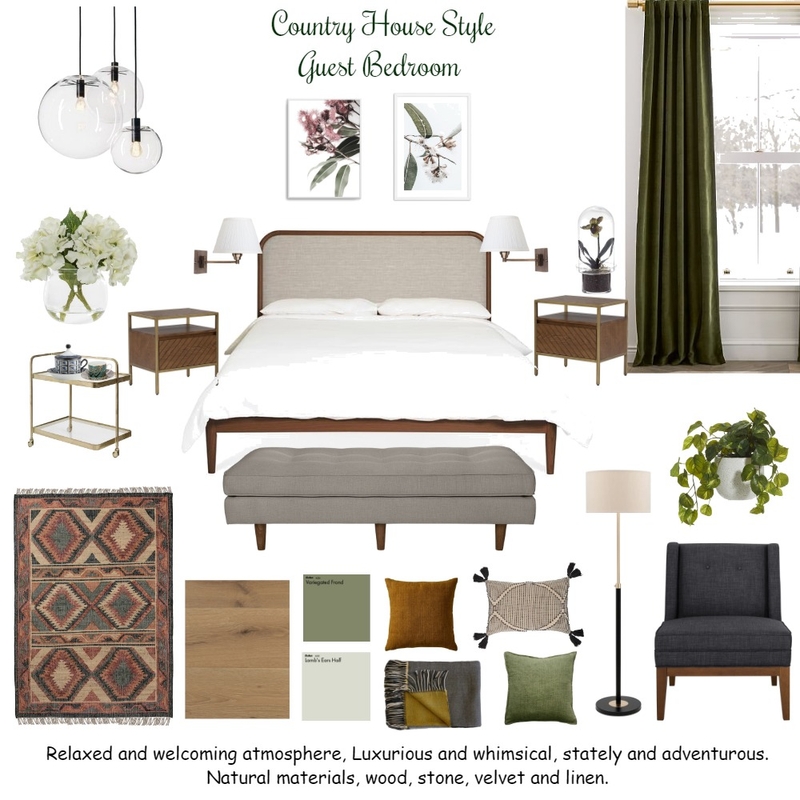 Country House Guest Bedroom Mood Board by Cinnamon Space Designs on Style Sourcebook