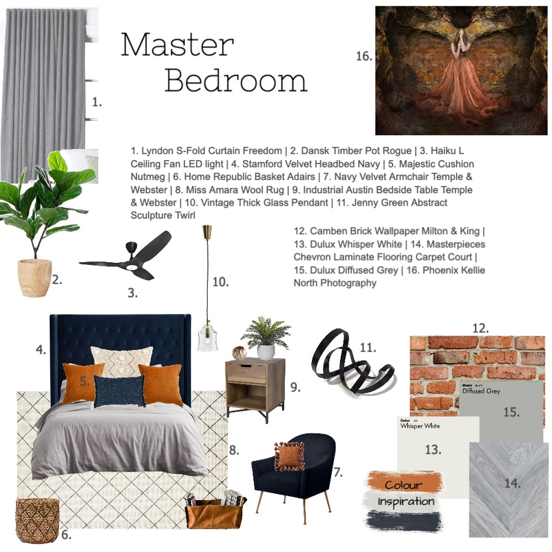Master Bedroom Sample Board Mood Board by MariaGremos on Style Sourcebook