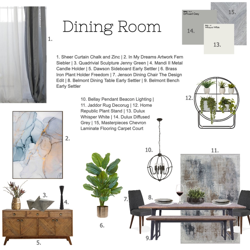 Dining Room Sample Board Mood Board by MariaGremos on Style Sourcebook