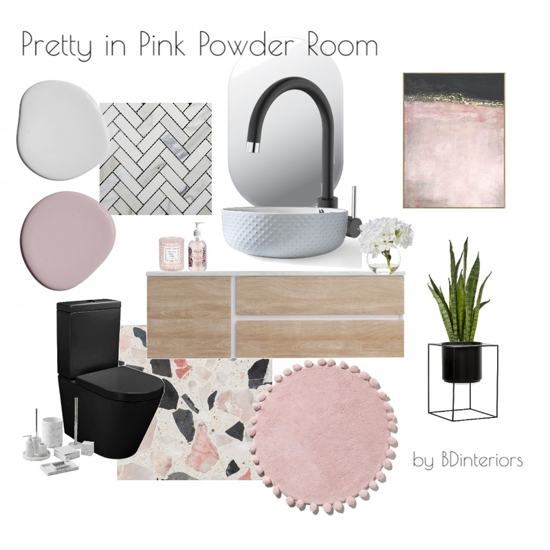 Pretty in Pink Powder Room Mood Board by bdinteriors on Style Sourcebook