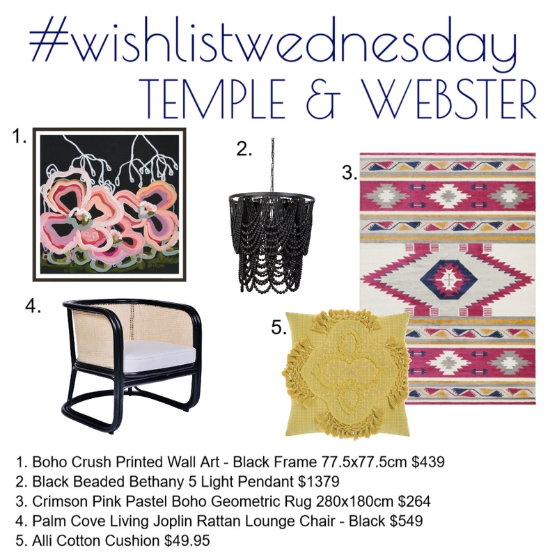 Wishlist Wednesdat Temple & Webster Boho Mood Board by Kohesive on Style Sourcebook