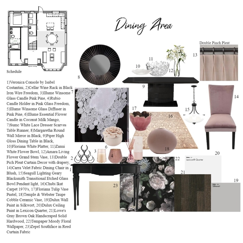 Dining Area Sample Board Mood Board by Gia123 on Style Sourcebook