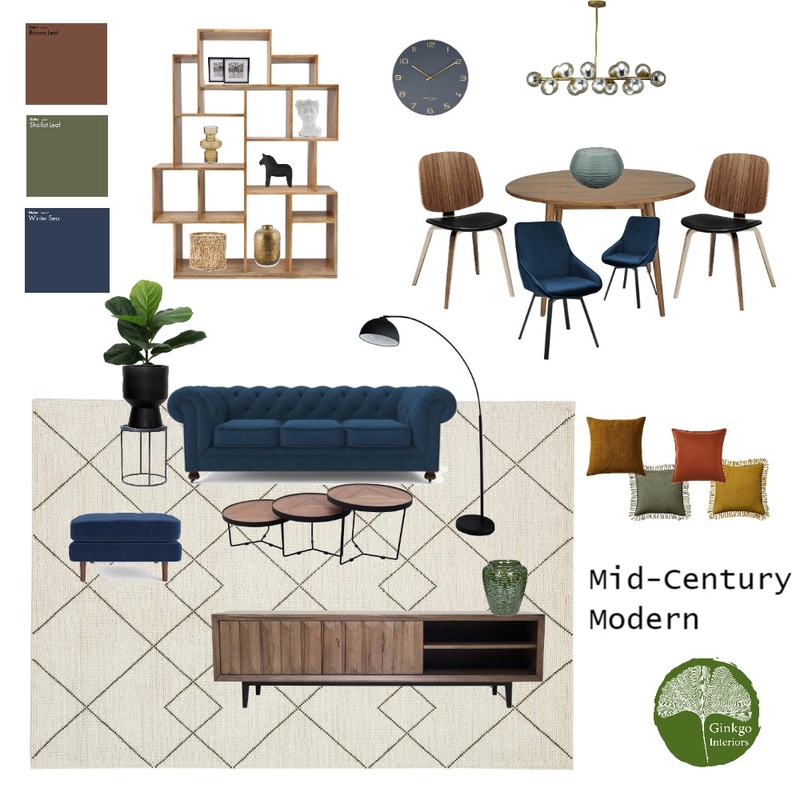 Mid-Century Modern Mood Board by Ginkgo Interiors on Style Sourcebook