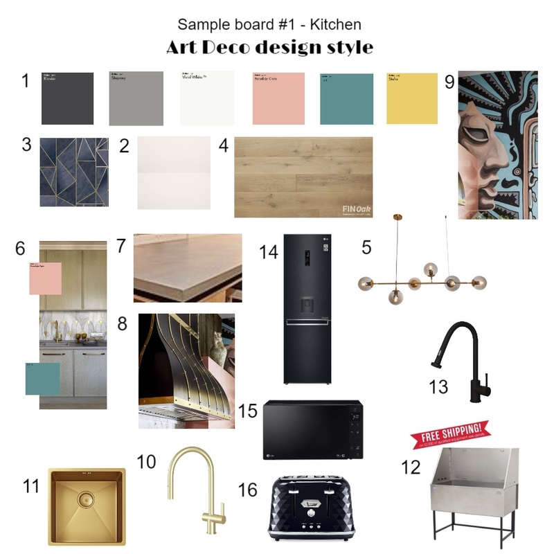 Art Deco Kitchen Sample Board Mood Board by Simone Oberholzer on Style Sourcebook