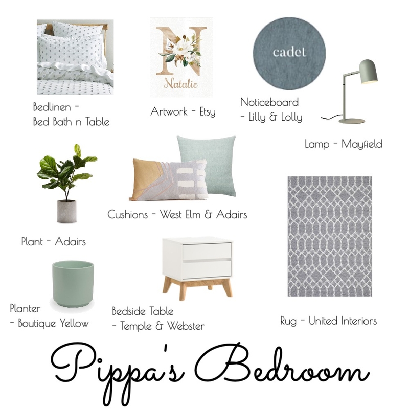 Pippa's Bedroom Mood Board by Boutique Yellow Interior Decoration & Design on Style Sourcebook
