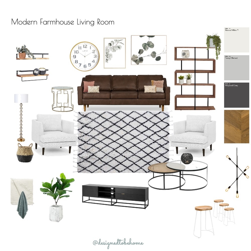 Modern Farmhouse Living Room Mood Board by designedtobehome on Style Sourcebook