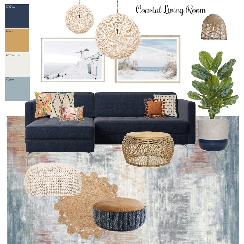 Modern Coastal Style Living Room Mood Board by Little Gold Brush on Style Sourcebook