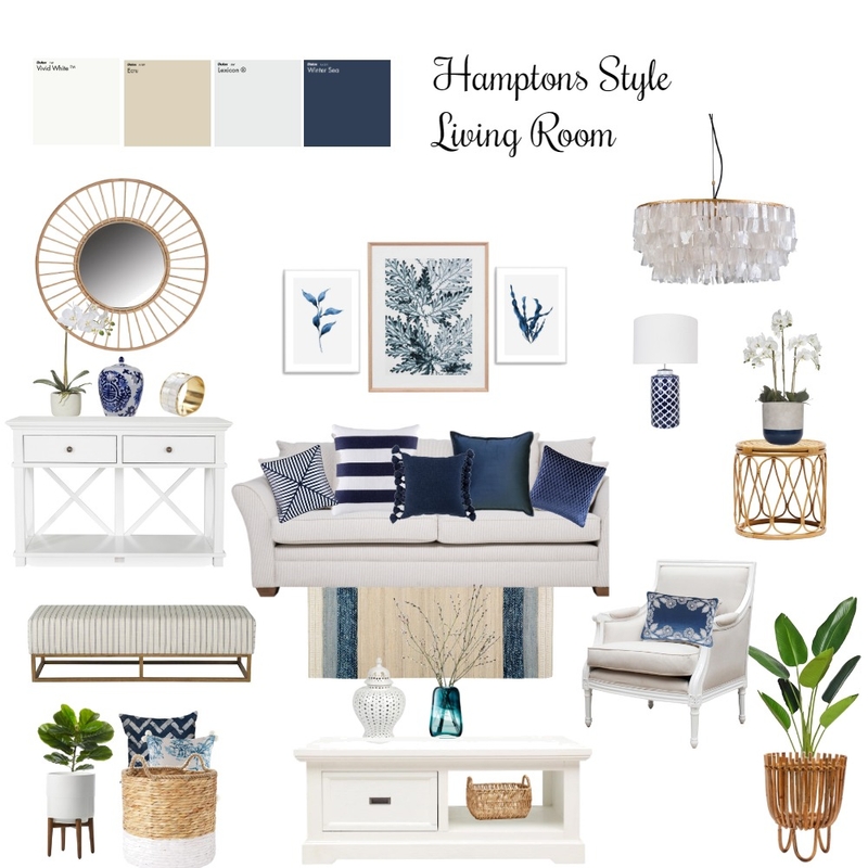 Hamptons Style Living Room Mood Board by Fay on Style Sourcebook