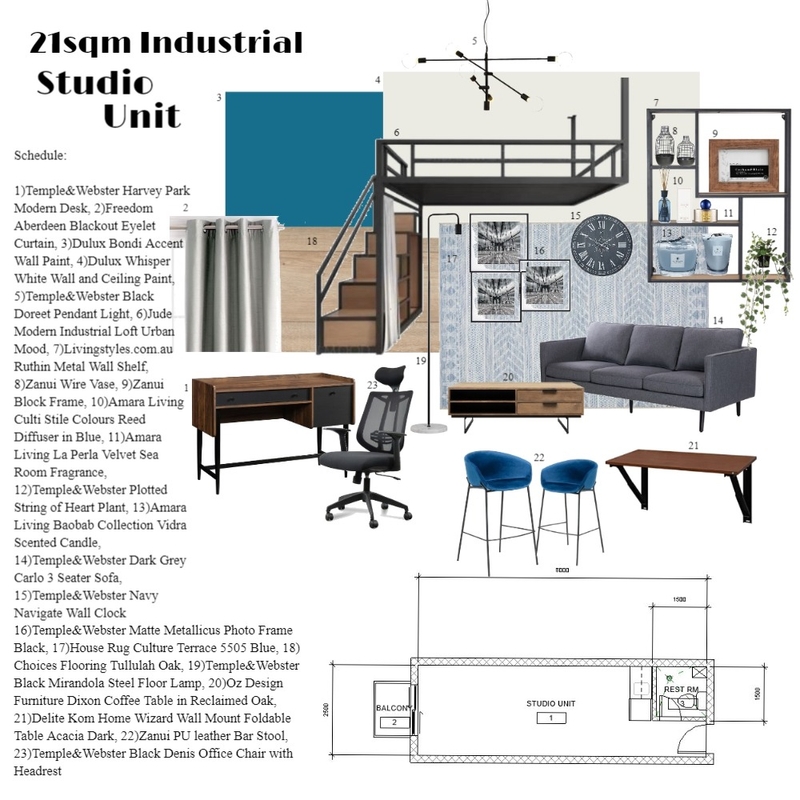 21sqm Industrial Studio unit Mood Board by Gia123 on Style Sourcebook