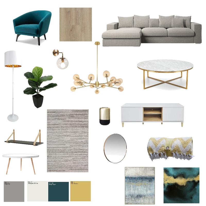 Turquoise and grey living room Mood Board by Wanja vee on Style Sourcebook