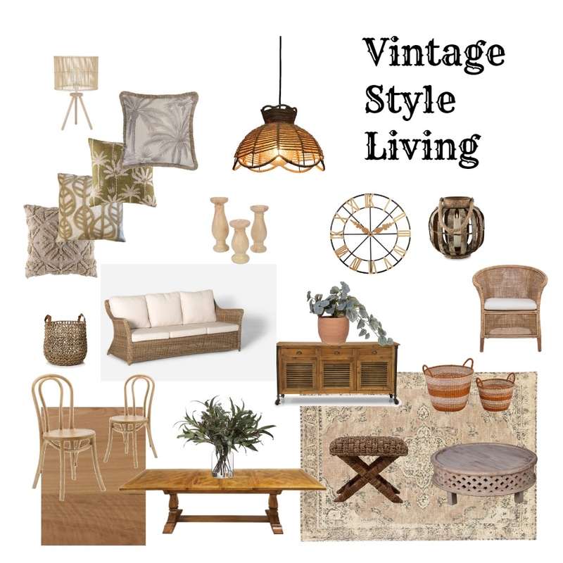 Vintage Style Living Mood Board by Michelle Baker on Style Sourcebook