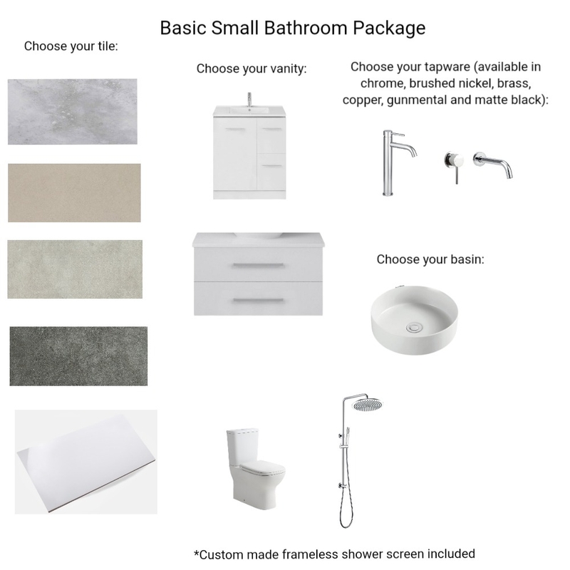 Basic Package Small Bathroom Mood Board by Hilite Bathrooms on Style Sourcebook