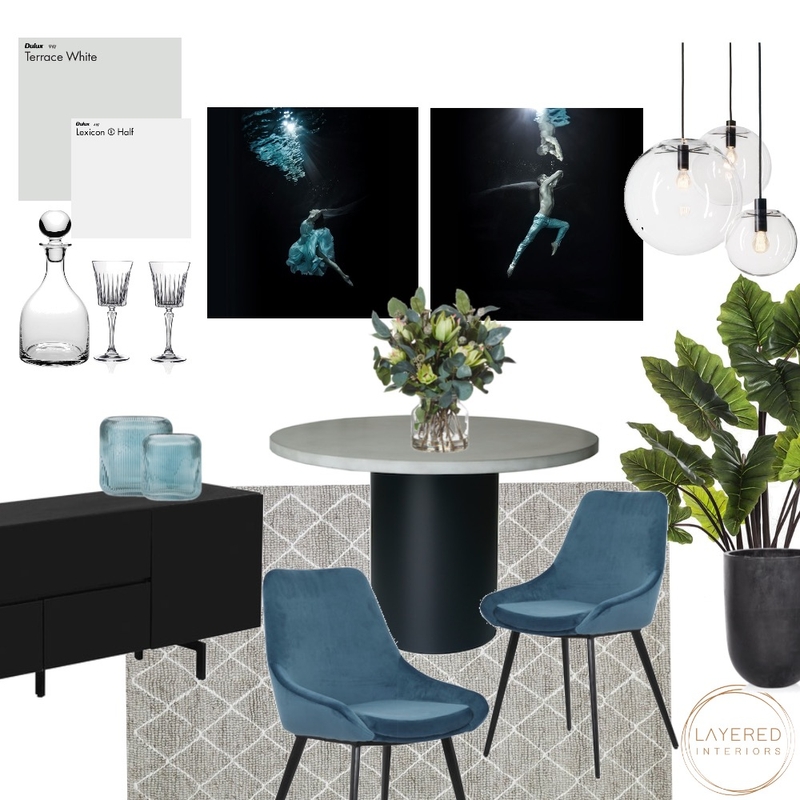 Moody Blues Dining Room Mood Board by Layered Interiors on Style Sourcebook