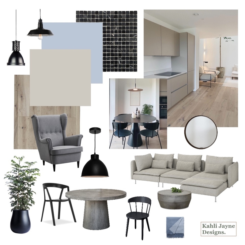 Industrial Minimalist Kitchen and Living Mood Board by Kahli Jayne Designs on Style Sourcebook