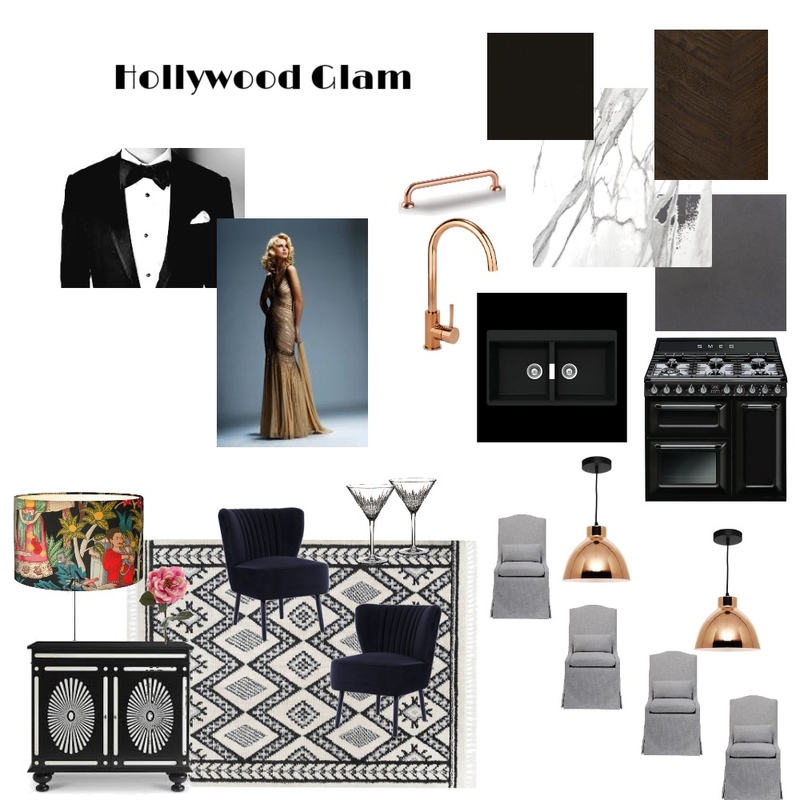 Hollywood glam Kitchen Mood Board by MeMu Interiors & Decor on Style Sourcebook