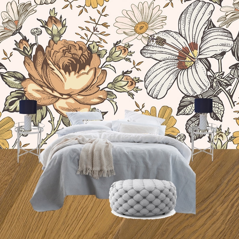 floral wallpaper bedroom Mood Board by AndreeaKozma on Style Sourcebook