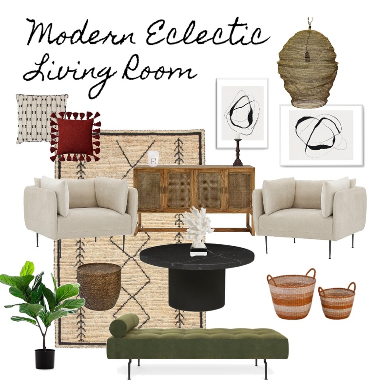 Modern Eclectic Living Room Mood Board by meganyklee on Style Sourcebook