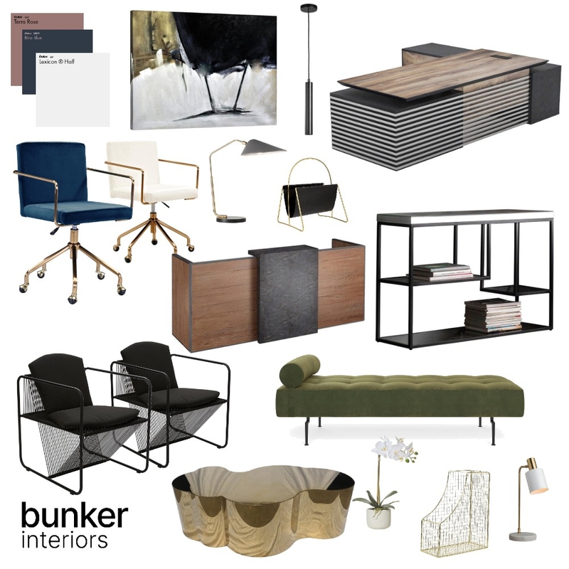 Mid-century modern office Mood Board by Bunker Interiors on Style Sourcebook