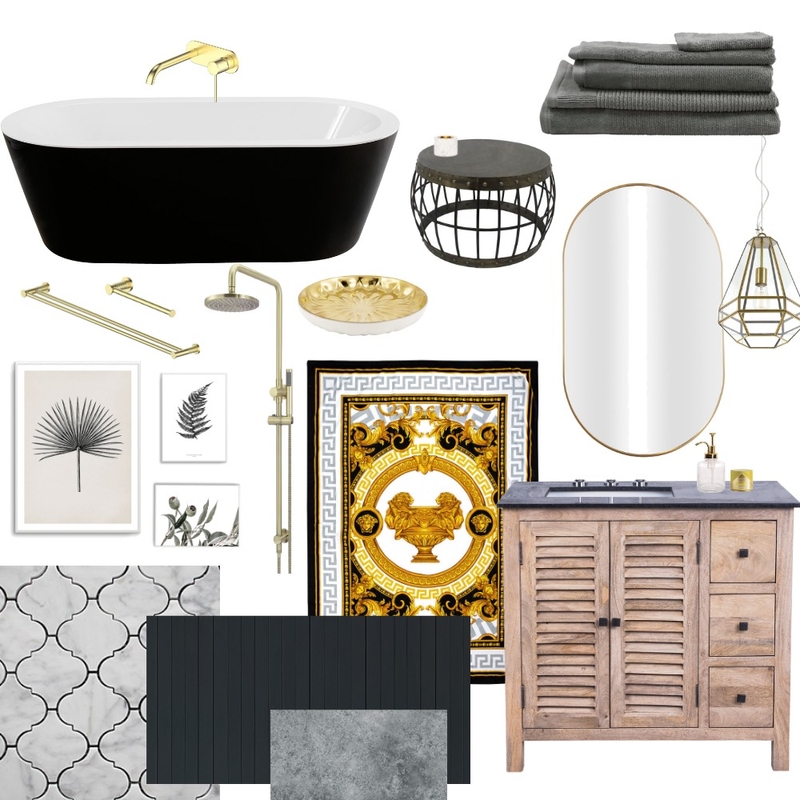 Black & Brass Bathroom Mood Board by Forty Bends on Style Sourcebook