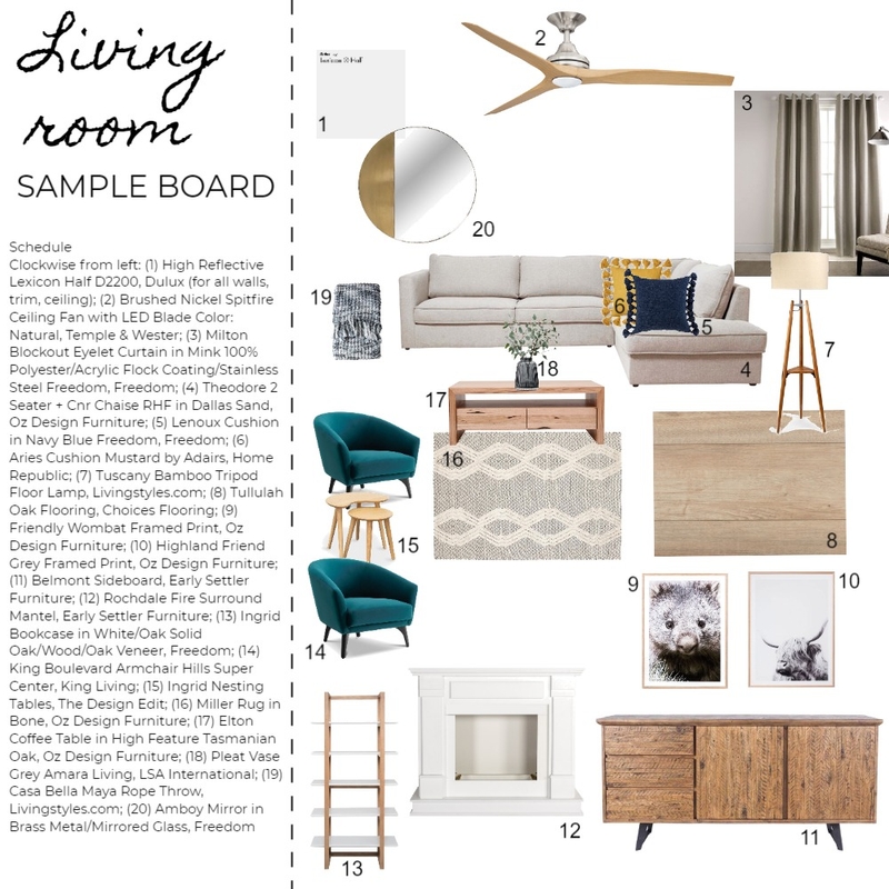 Living Room Sample Board Mood Board by sadiejoy697@gmail.com on Style Sourcebook