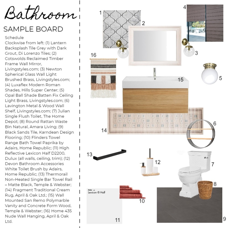 Bathroom Sample Board Mood Board by sadiejoy697@gmail.com on Style Sourcebook