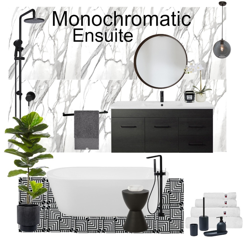 Monochromatic ensuite Mood Board by Asscher Designs on Style Sourcebook