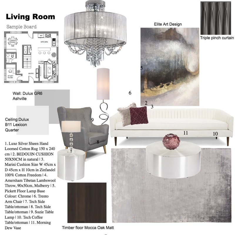 Living Room Sample board Mood Board by InteriorsbyD on Style Sourcebook