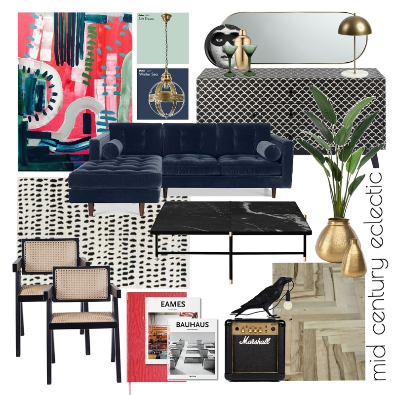 Mid Century Eclectic Living Room Mood Board by Inside No.61 on Style Sourcebook