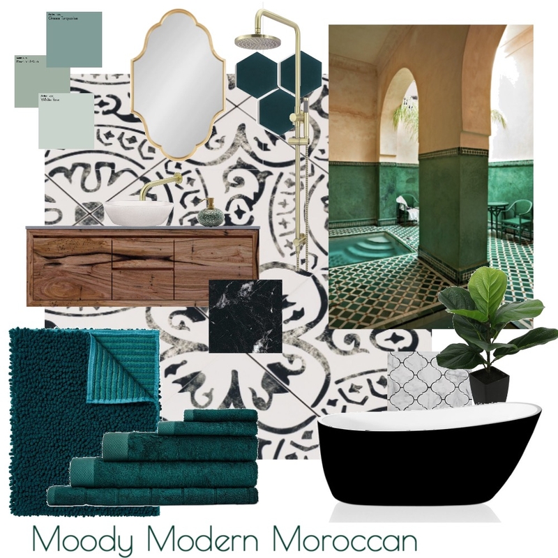 Moody Modern Moroccan Bathroom Mood Board by Keri O'Meara on Style Sourcebook