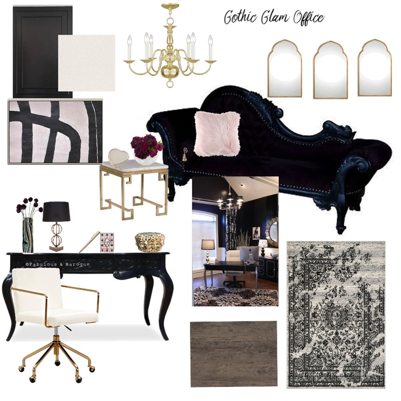 Gothic Glam Office Mood Board by Vision Home Designs on Style Sourcebook