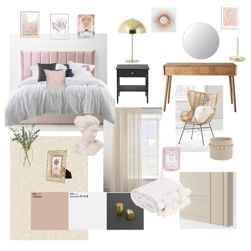 Hint of blush in bedroom Mood Board by martada on Style Sourcebook