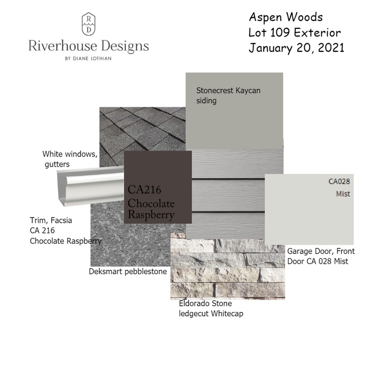 Lot 109 Aspen Woods Mood Board by Riverhouse Designs on Style Sourcebook